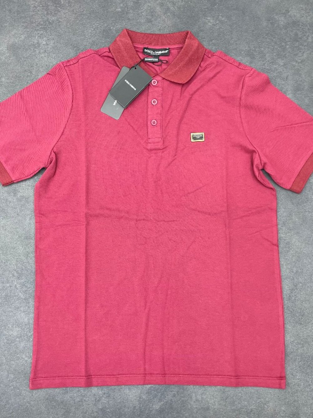 Dolce & Gabbana Men’s Rose Polo Shirt Logo Plaque- Size XXL - Picture 2 of 5